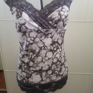 Lace Trim Purple/Gray Tie-Die Tank Top